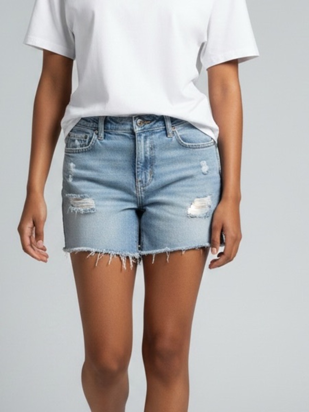 Gap Light Wash Distressed Denim Cutoff Shorts Size 8 Frayed Raw Hem Jean Short